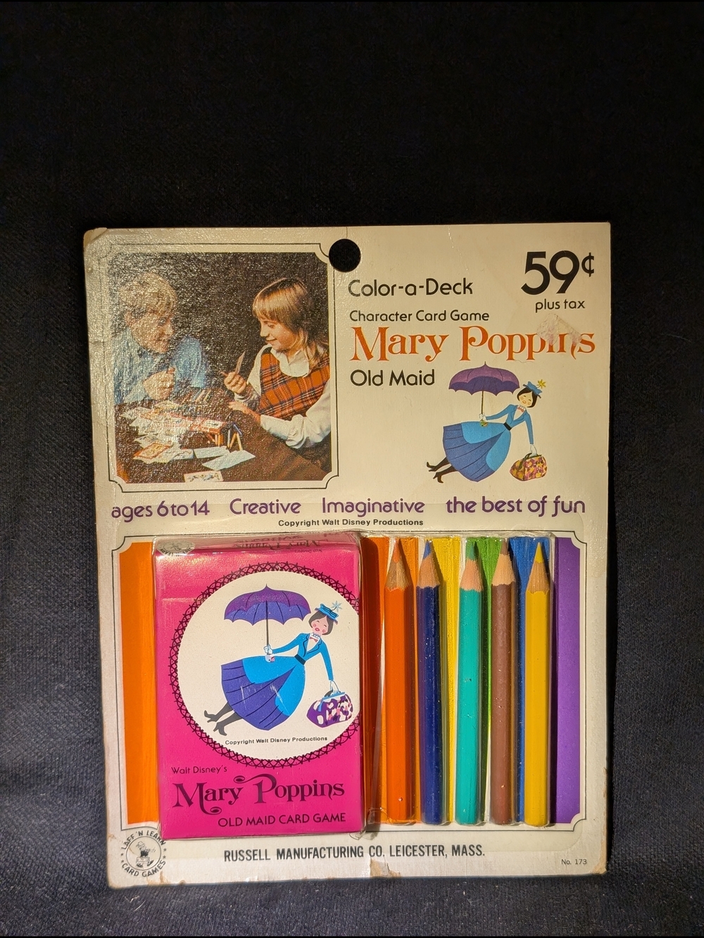 Mary Poppins Color-a-Deck Old Maid Card Game with Colored Pencils - Pink